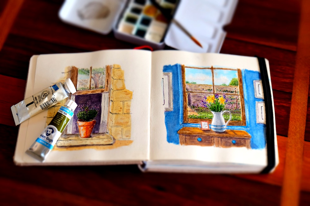 "Tuscan Window Spread" Original Artworks by Lisa Saul