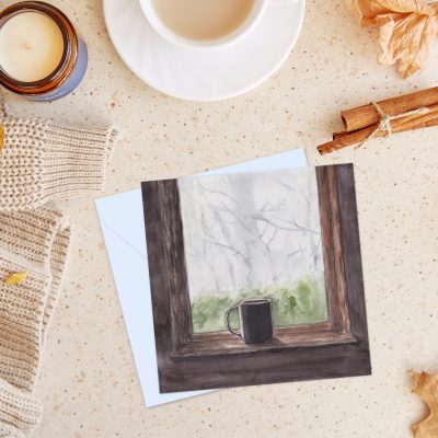 "Misty Morning Window" (US & CA): 10 Folded Cards (white envelopes)