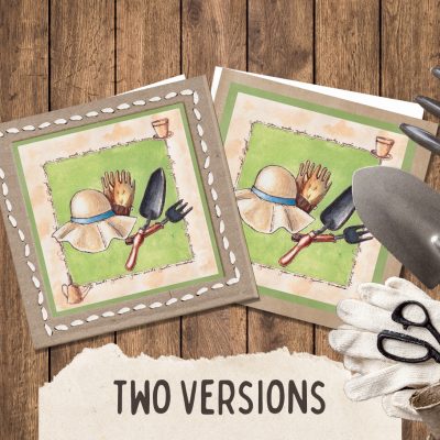 "Gardening Tools Ready" (US & CA): 10 Folded Cards (white envelopes)