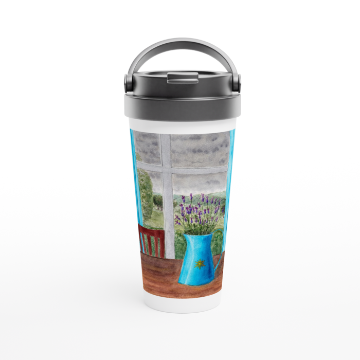 Stainless Steel Travel Mug: "Staying Home"