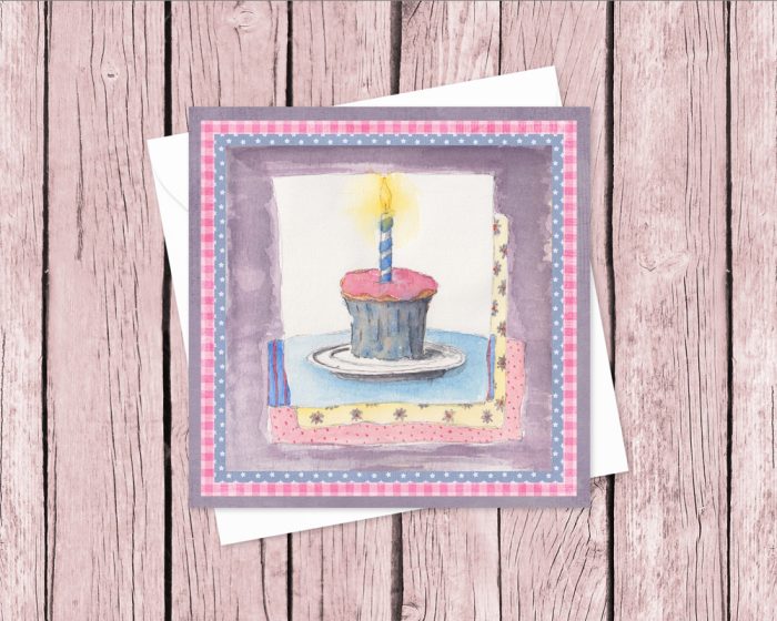 "Birthday Cake for One" (US & CA): 10 Folded Cards (white envelopes)