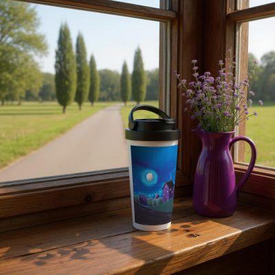 Stainless Steel Travel Mug: "Moonlight Shadows"