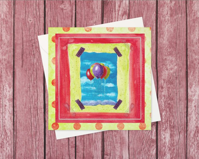 "Birthday Balloons" v1 (US & CA): 10 Folded Cards (white envelopes)