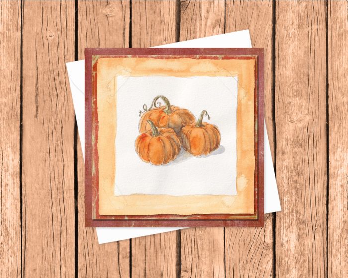 "Autumn Pumpkins" v1 (US & CA): 10 Folded Cards (white envelopes)