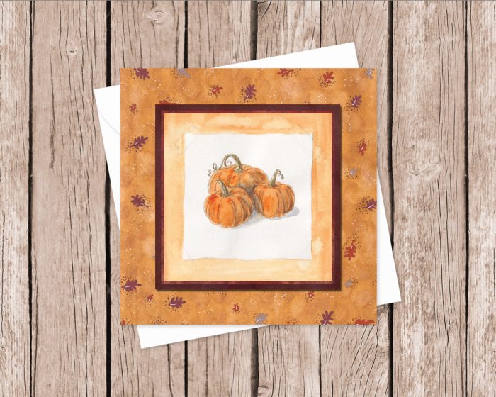 "Autumn Pumpkins" v2: 10 Folded Cards (white envelopes)