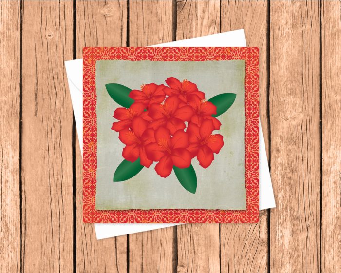 "Rhododendron" (US & CA): 10 Folded Cards (white envelopes)