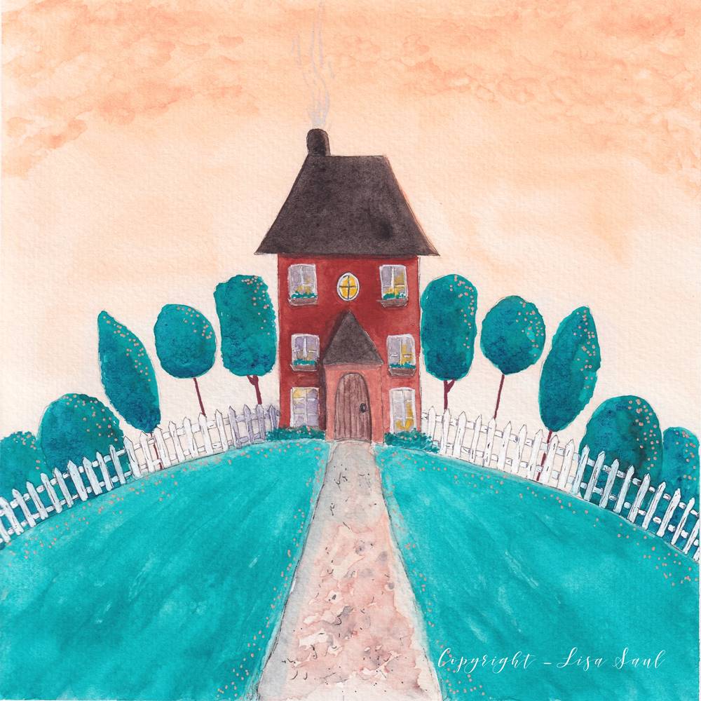 Watercolour and pen whimsical art