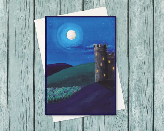 "Castle on the Hill": 10 Folded Cards TWO SIZES (white envelopes)