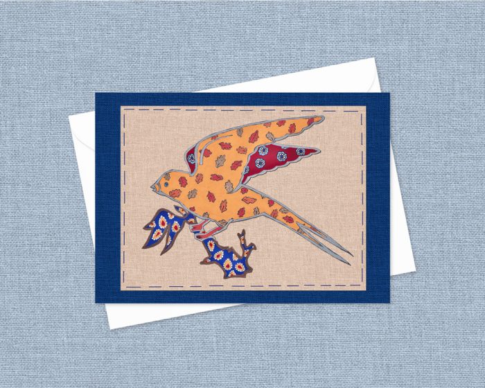 "Patchwork Bird" (US & CA): 10 Folded Cards (white envelopes)