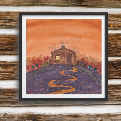 FRAMED Art Print: House on the Hill Series - "Cosy Cabin"