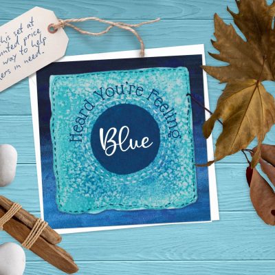 "Feeling Blue" (US &CA): 10 Folded Cards (white envelopes)