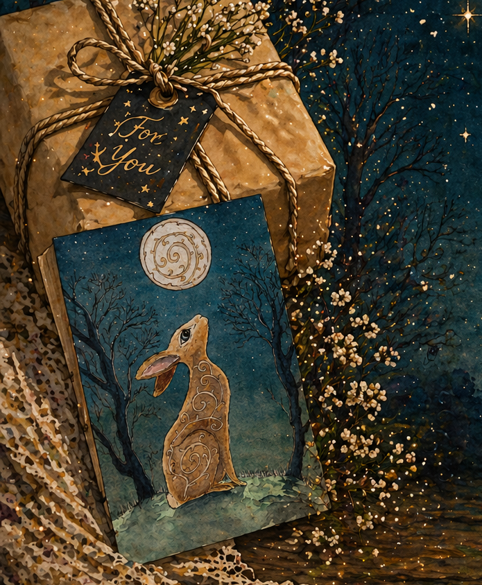 A little gift from Willow Lane. Download our Bright Eyes printable hare and moonlight greeting card in two versions - free for personal use.